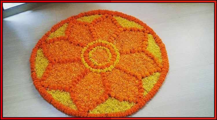 Flower rangoli design for diwali