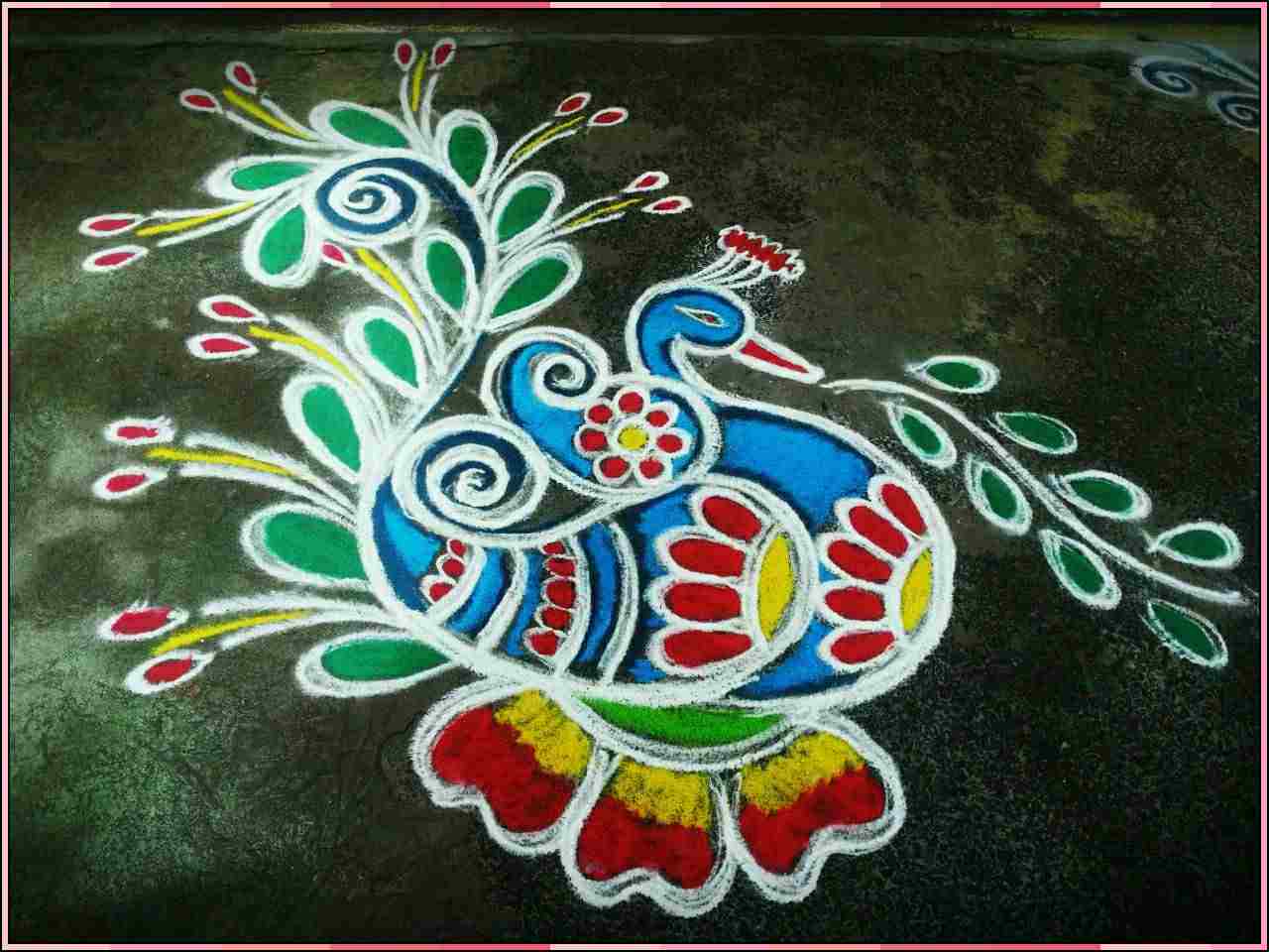 free hand rangoli designs with colours
