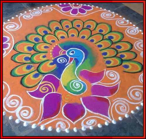simple peacock rangoli designs
