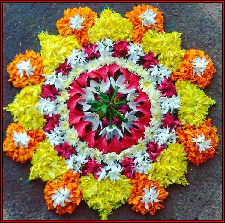 Free hand rangoli designs with flowers