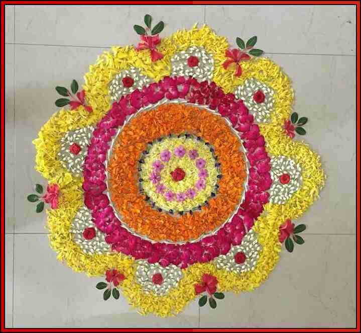 rangoli designs using flowers
