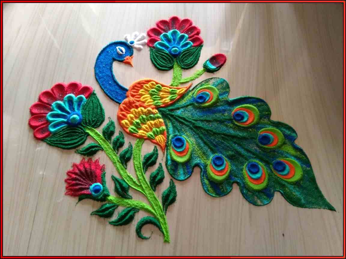 beautiful unique peacock rangoli
