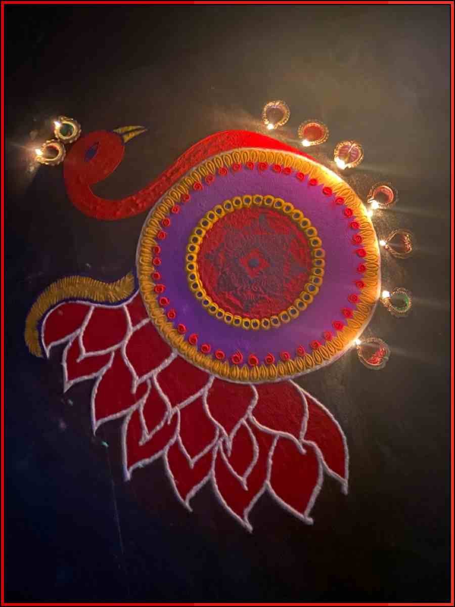 peacock rangoli for diwali

