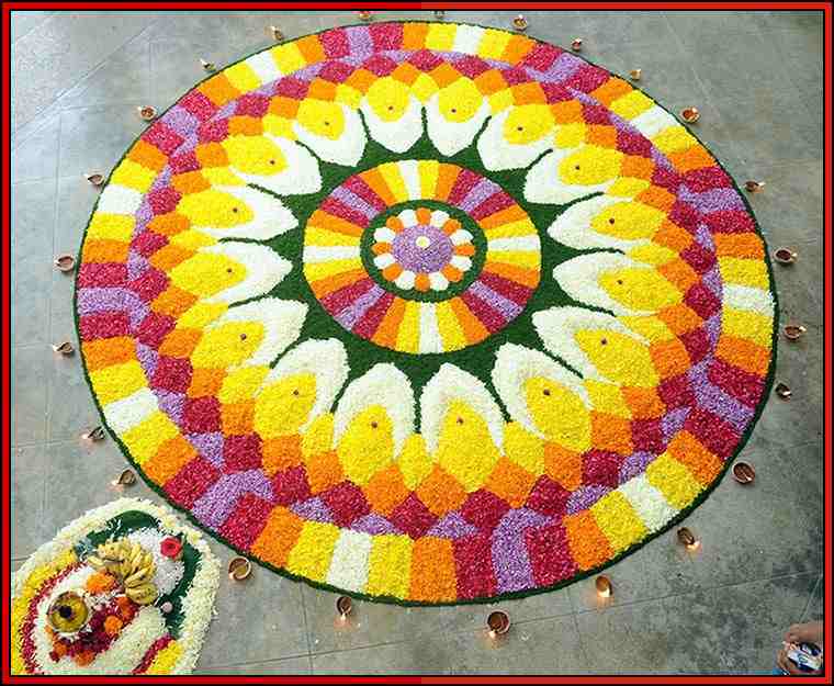 Simple rangoli designs with flowers