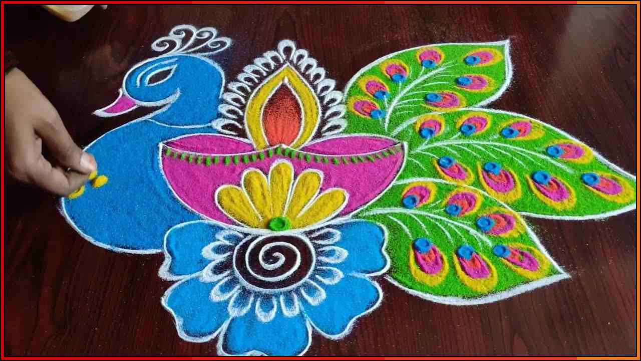 beautiful peacock rangoli designs

