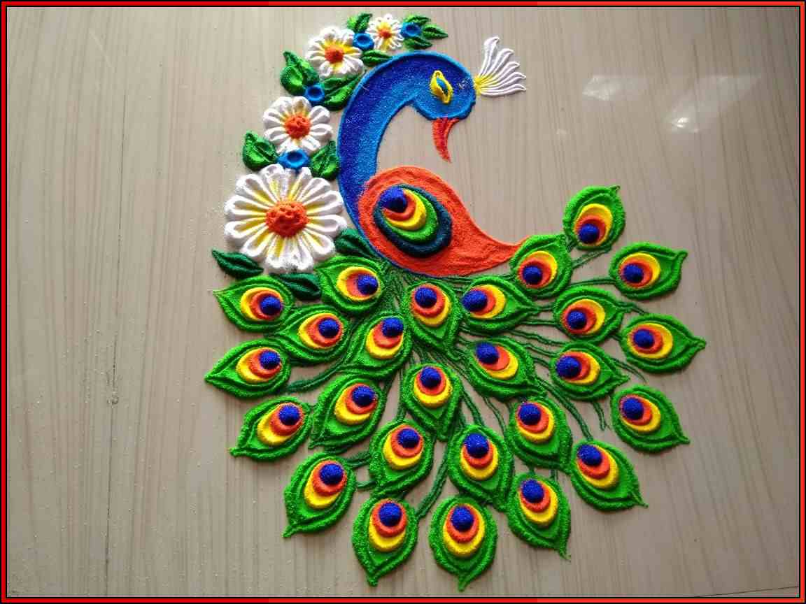 simple peacock rangoli designs

