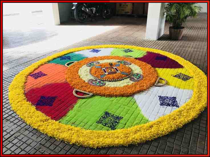 rangoli designs with flowers and colours
