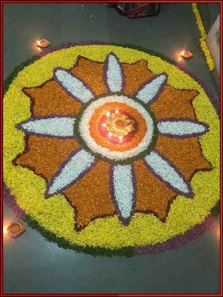 rangoli with flowers for diwali
