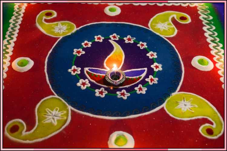 Bright and colorful Indian traditional rangoli decoration 1
