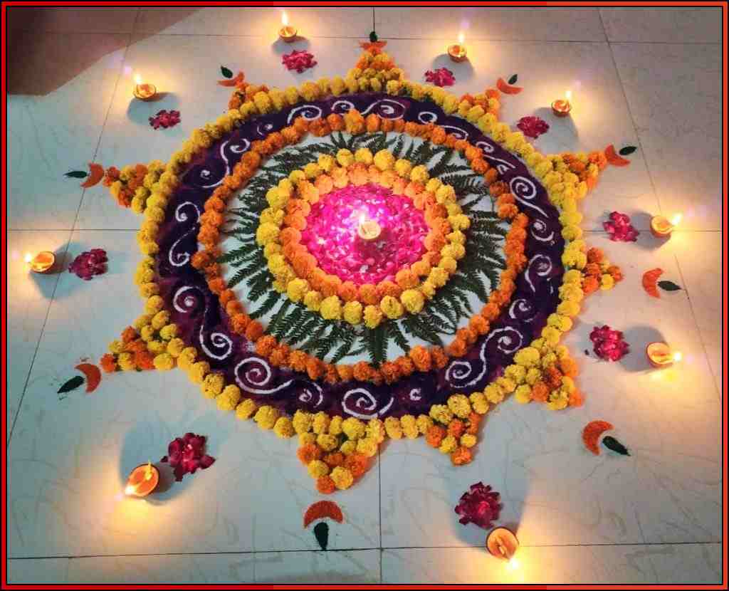 flower rangoli designs for diwali

