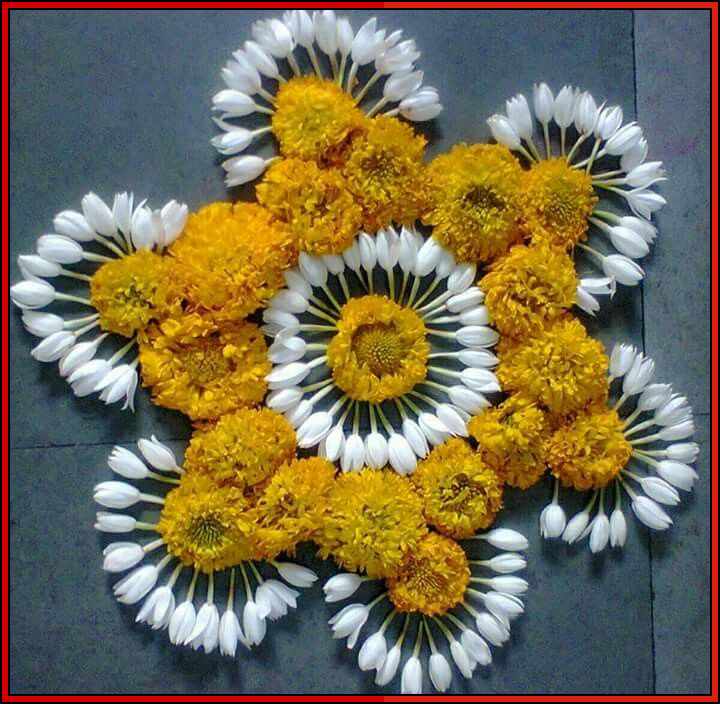 Free hand flower rangoli designs