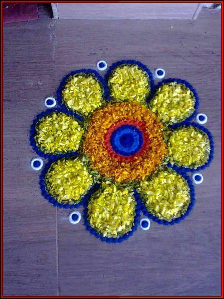 flower rangoli with colours
