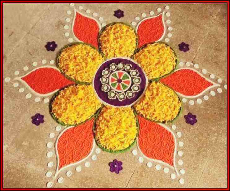 easy flower rangoli designs for diwali
