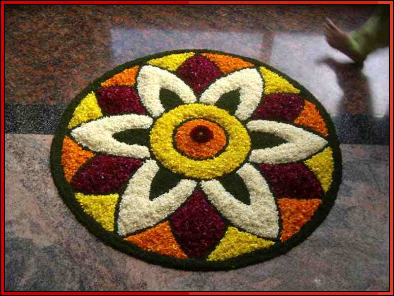 easy flower rangoli design for diwali
