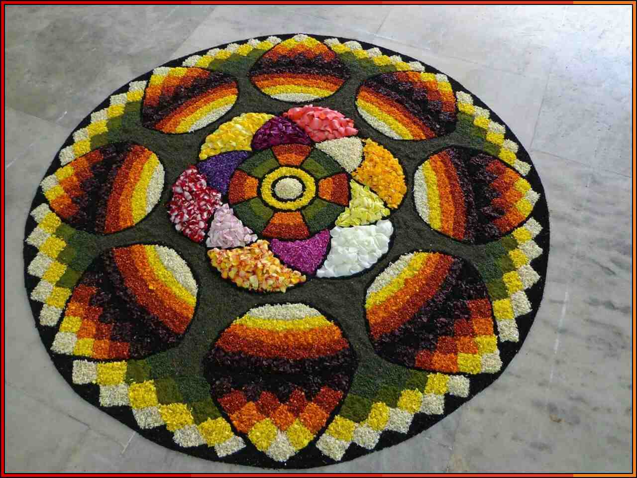 simple rangoli design with flower

