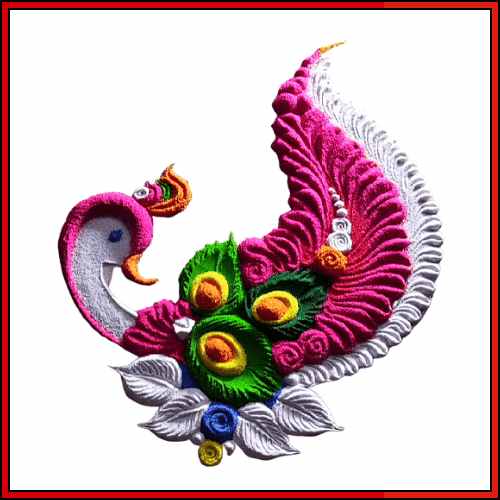beautiful peacock rangoli design for diwali
