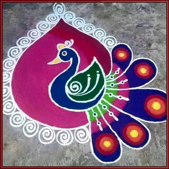 beautiful peacock rangoli designs for diwali
