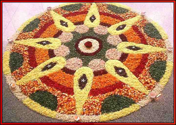 easy flower rangoli design for diwali


