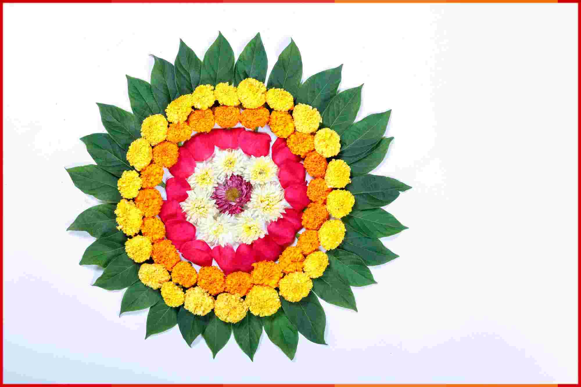 marigold flower rangoli design diwali festival indian festival flower decoration 54391 87