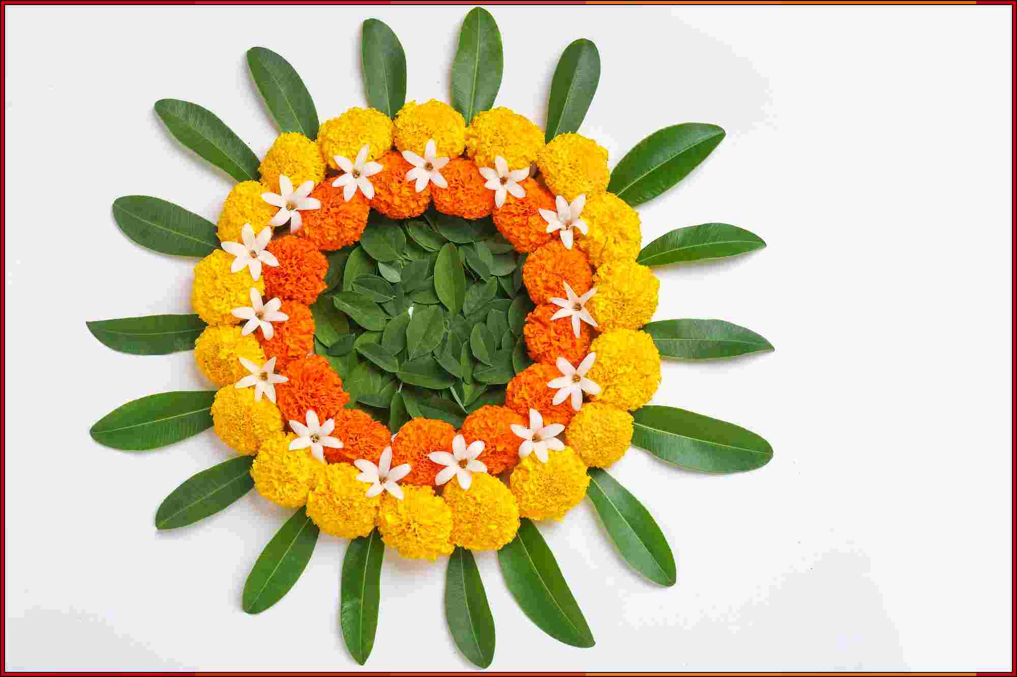 simple flower rangoli design

