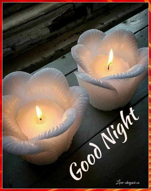 beautiful good night with flowers candle night
